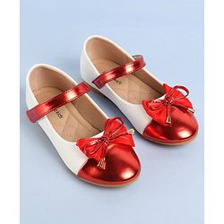 Pine Kids Velcro Closure Ballerina With Bow Applique- Red