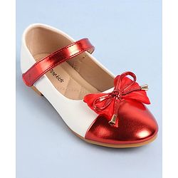 Pine Kids Velcro Closure Ballerina With Bow Applique- Red