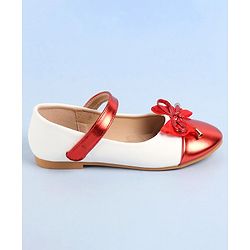 Pine Kids Velcro Closure Ballerina With Bow Applique- Red