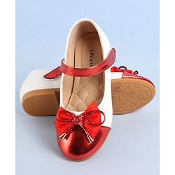 Pine Kids Velcro Closure Ballerina With Bow Applique- Red