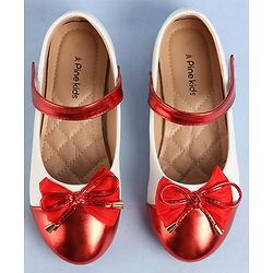 Pine Kids Velcro Closure Ballerina With Bow Applique- Red