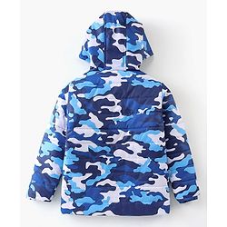 Pine Kids Full Sleeves Front Open Hoodie with Camouflage Print & Pockets - Multicolour
