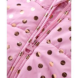 Pine Kids Sleeveless Padded Hooded Jacket with Foil Polka Dots Print - Baby Pink