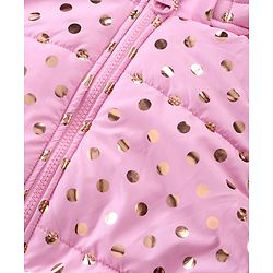 Pine Kids Sleeveless Padded Hooded Jacket with Foil Polka Dots Print - Baby Pink