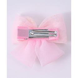 Pine Kids Bow & Butterfly Clips With Floral Applique Pack Of 2 - Pink