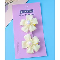 Pine Kids Hair Pins & Clips With Floral Applique Pack Of 2 - Yellow