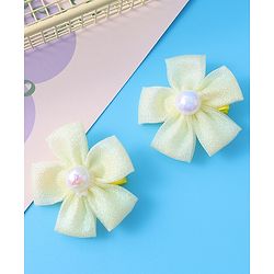 Pine Kids Hair Pins & Clips With Floral Applique Pack Of 2 - Yellow