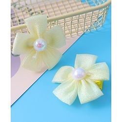 Pine Kids Hair Pins & Clips With Floral Applique Pack Of 2 - Yellow