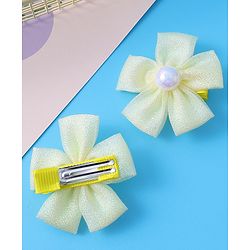 Pine Kids Hair Pins & Clips With Floral Applique Pack Of 2 - Yellow