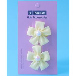 Pine Kids Hair Pins & Clips With Floral Applique Pack Of 2 - Yellow