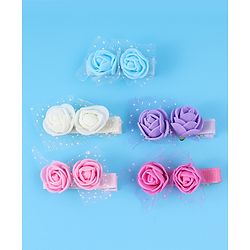 Pine Kids Free Size Hair Pins & Clips with Floral Applique Pack of 5- Mulitcolor