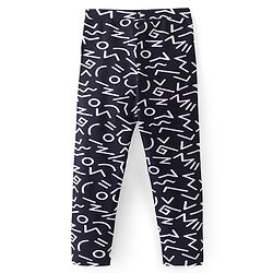 Pine Kids Knit Cotton Elastane Ankle Length Leggings Abstract Print with Stretch - Black & White