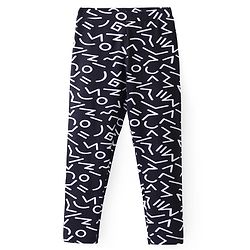 Pine Kids Knit Cotton Elastane Ankle Length Leggings Abstract Print with Stretch - Black & White