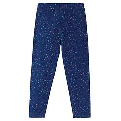 Pine Kids Knit Cotton Elastane Ankle Length Stretchable Leggings with Colour Splash Print - Navy Blue