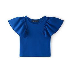 Pine Kids Cotton Flutter Sleeves Solid Top - Blue