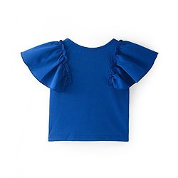 Pine Kids Cotton Flutter Sleeves Solid Top - Blue