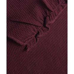 Pine Kids Cotton Knit Frill Sleeves  Solid Frock - Wine