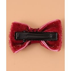 Pine Kids Free Size Glittery Bow & Butterfly Clips Pack of 6 - Red Beige & Purple