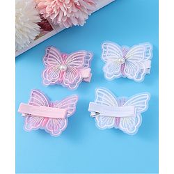 Pine Kids Bow & Butterfly Clips Pearl & Embroidered Detailing Pack of 4 - Multicolor