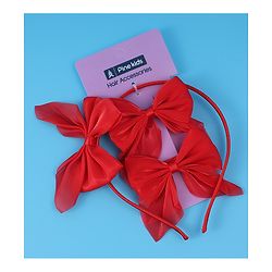 Pine Kids Hairband with Bow Clips Set of 3 - Red