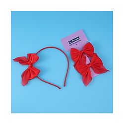 Pine Kids Hairband with Bow Clips Set of 3 - Red