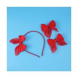 Pine Kids Hairband with Bow Clips Set of 3 - Red