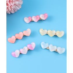 Pine Kids Free Size Heart Applique Hair Pins Pack of 5 - Multicolour