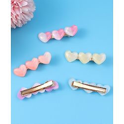 Pine Kids Free Size Heart Applique Hair Pins Pack of 5 - Multicolour