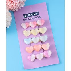 Pine Kids Free Size Heart Applique Hair Pins Pack of 5 - Multicolour