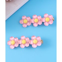 Pine Kids Floral Applique Hair Pins And Clips - Fuchsia