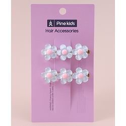 Pine Kids Floral Applique Hair Pins And Clips - Blue
