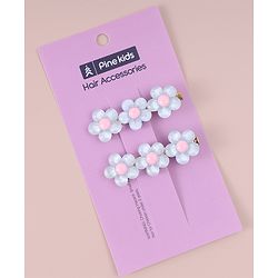 Pine Kids Floral Applique Hair Pins And Clips - Blue