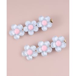 Pine Kids Floral Applique Hair Pins And Clips - Blue
