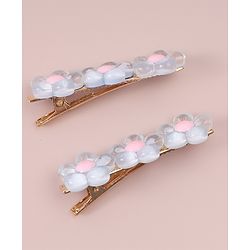 Pine Kids Floral Applique Hair Pins And Clips - Blue
