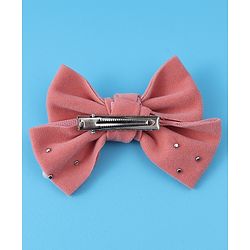 Pine Kids Free Size Hair Clips With Pearl Embellished Bow Applique Pack of 2 - Peach