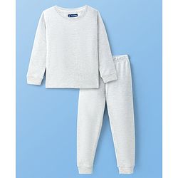 Pine Kids Full Sleeves Thermal Wear Solid Colour T-Shirt & Pant Set - Light Grey