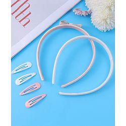 Pine Kids Hair Accessories Combo Sets Free Size Pack of 6 - Pink & Silver