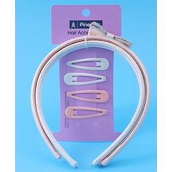 Pine Kids Hair Accessories Combo Sets Free Size Pack of 6 - Pink & Silver