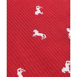 Pine Kids Knit Full Sleeves Horse Printed Thermal Vest  & Pant Set - Red