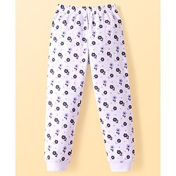 Pine Kids Cotton Blend Knit Full Sleeves Floral  Print Thermal Vest & Pant Set - Off White