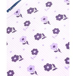 Pine Kids Cotton Blend Knit Full Sleeves Floral  Print Thermal Vest & Pant Set - Off White