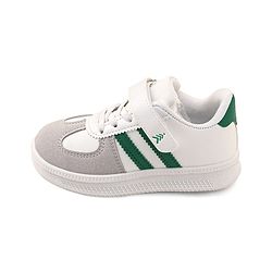 Pine Kids Sneaker with Velcro Closure With Striped Design - White & Green