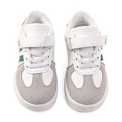 Pine Kids Sneaker with Velcro Closure With Striped Design - White & Green