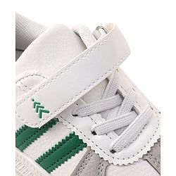 Pine Kids Sneaker with Velcro Closure With Striped Design - White & Green