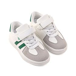 Pine Kids Sneaker with Velcro Closure With Striped Design - White & Green