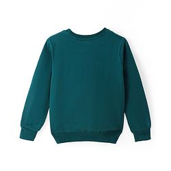 Pine Kids Cotton Knit Full Sleeves Sweatshirt With Floral Heart & Glitter Text Print - Teal