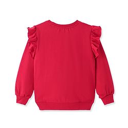 Pine Kids Cotton Knit Full Sleeves Sweatshirt With Sequined Rainbow Embroidery - Red