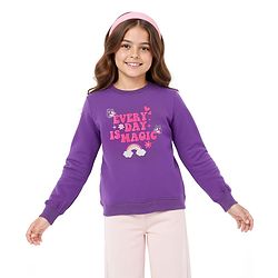 Pine Kids Cotton Knit Full Sleeves Sweatshirt With Rainbow & Text Print - Purple