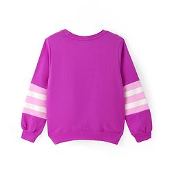 Pine Kids Cotton Knit Full Sleeves Sweatshirt With Stripes & Text Print - Purple