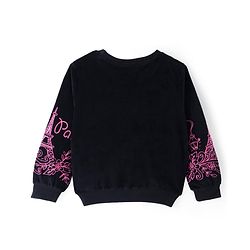 Pine Kids Velour Knit Full Sleeves Sweatshirt With Paris Theme Print - Black